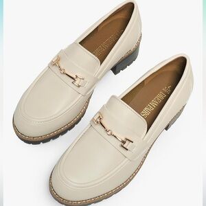 Cream heeled loafers